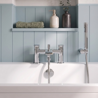 Duchy Hendra Chrome Pillar Mounted Bath Shower Tap (inc Bracket, Handset and Hose) | Product Image