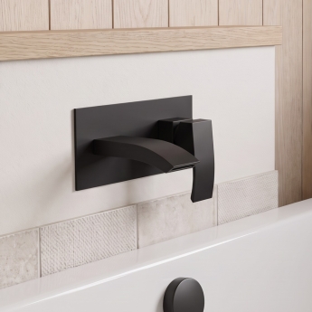 Duchy Hendra Black Wall Mounted Bath Filler Tap | Product Image