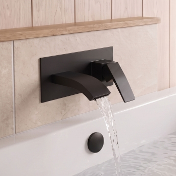 Duchy Hendra Black Wall Mounted Bath Filler Tap | Product Image