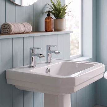 Duchy Hendra Chrome Basin Hot & Cold Taps Pair | Product Image