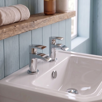 Duchy Hendra Chrome Basin Hot & Cold Taps Pair | Product Image
