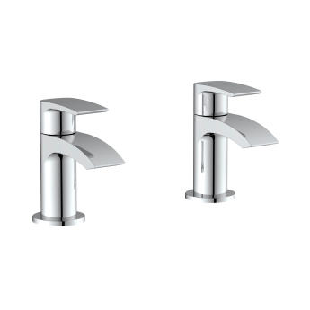 Duchy Hendra Chrome Basin Hot & Cold Taps Pair | Product Image