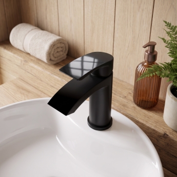 Duchy Hendra Black Mono Basin Mixer Tap (inc Press Top Waste) | Product Image