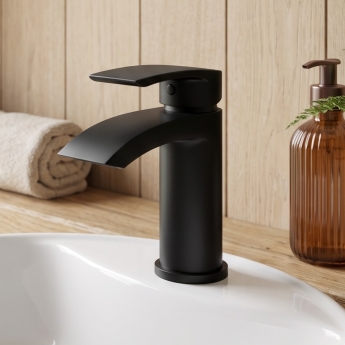 Duchy Hendra Black Mono Basin Mixer Tap (inc Press Top Waste) | Product Image
