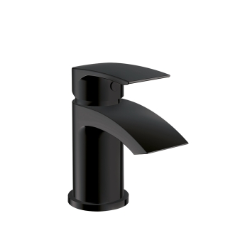 Duchy Hendra Black Mini Mono Basin Mixer Tap (inc Press Top Waste) | Product Image