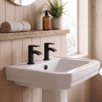 Duchy Hendra Black Basin Hot & Cold Taps Pair | Product Image