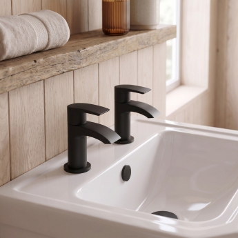 Duchy Hendra Black Basin Hot & Cold Taps Pair | Product Image