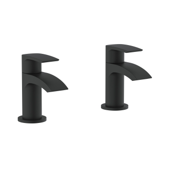 Duchy Hendra Black Basin Hot & Cold Taps Pair | Product Image