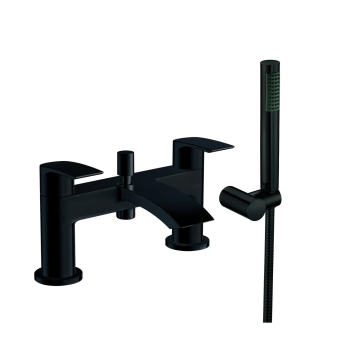 Duchy Hendra Black Pillar Mounted Bath Shower Tap (inc Bracket, Handset and Hose) | Product Image
