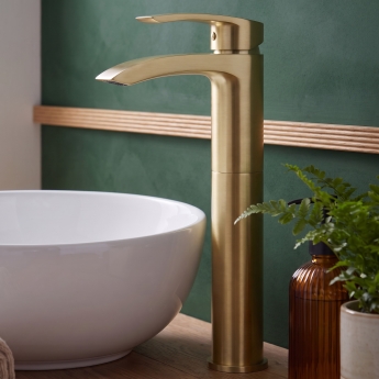 Duchy Hendra Brushed Brass Tall Mono Basin Mixer Tap | Product Image