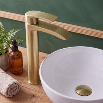 Duchy Hendra Brushed Brass Tall Mono Basin Mixer Tap | Product Image