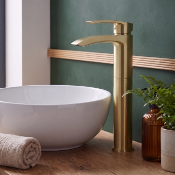 Duchy Hendra Brushed Brass Tall Mono Basin Mixer Tap | Product Image