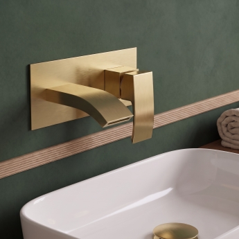 Duchy Hendra Brushed Brass Wall Mounted Basin Mixer Tap | Product Image