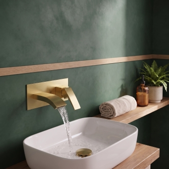 Duchy Hendra Brushed Brass Wall Mounted Basin Mixer Tap | Product Image