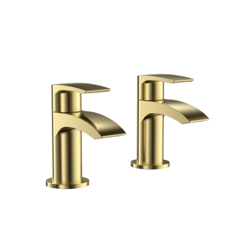 Duchy Hendra Brushed Brass Bath Hot & Cold Taps Pair | Product Image