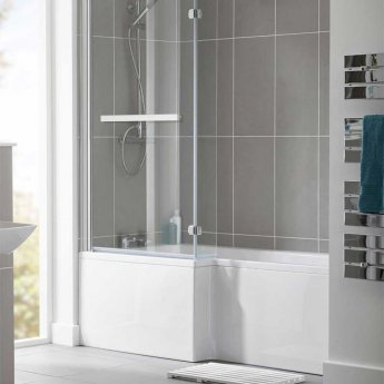 Duchy Kensington L-Shaped Shower Bath with Front Panel and Screen 1500mm x 700mm/850mm LH
