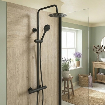 Duchy Kerensa Black Complete Mixer Shower with Fixed Head and Handset | Product Image