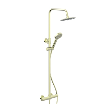 Duchy Kerensa Brushed Brass Complete Mixer Shower with Fixed Head and Handset | Product Image