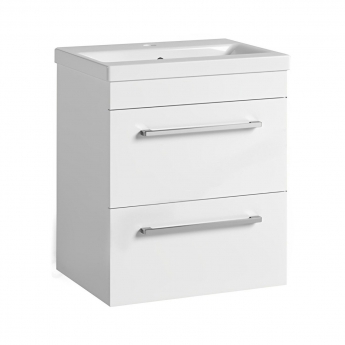 Duchy Montana 2-Drawer Wall Hung Vanity Unit with Basin 500mm Wide - Gloss White