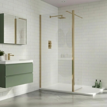 Duchy Padstow Brushed Brass 8mm Wet Room Glasss Shower Screen | Product Image