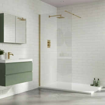 Duchy Padstow Brushed Brass 8mm Wet Room Glasss Shower Screen | Product Image