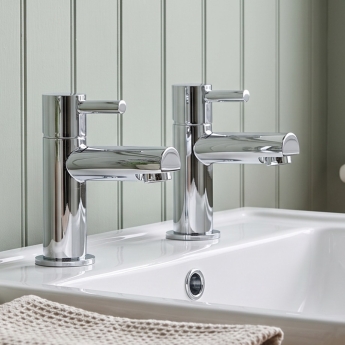 Duchy Penrose Chrome Basin Hot & Cold Taps Pair | Product Image
