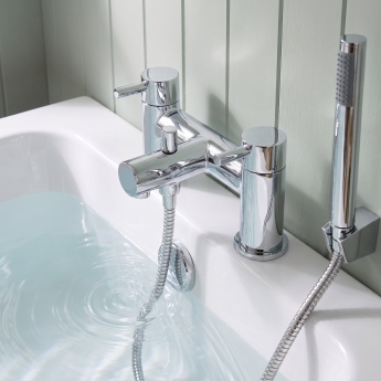 Duchy Penrose Chrome Pillar Mounted Bath Shower Tap (inc Bracket, Handset and Hose) | Product Image