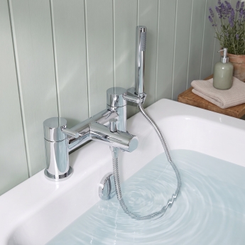 Duchy Penrose Chrome Pillar Mounted Bath Shower Tap (inc Bracket, Handset and Hose) | Product Image