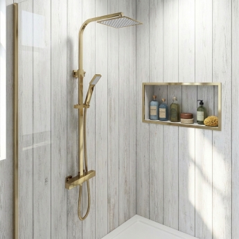 Duchy Piran Brushed Brass Complete Mixer Shower with Fixed Head and Handset | Product Image