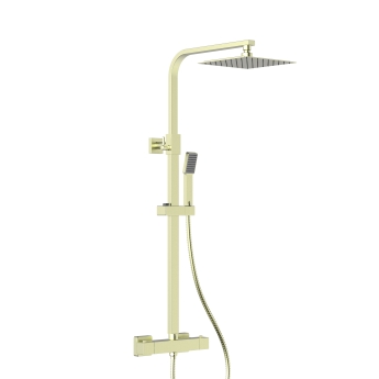 Duchy Piran Brushed Brass Complete Mixer Shower with Fixed Head and Handset | Product Image