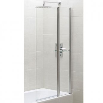 Duchy Spring Square Hinged Bath Screen with Fixed Inline Panel 1500mm H x 900mm W - 6mm Glass