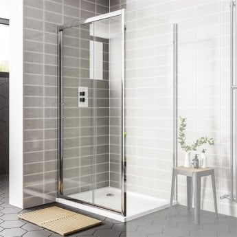 Duchy Spring Sliding Shower Door 1000mm Wide - 6mm Clear Glass