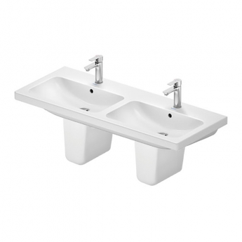 Duravit D-Code Double Basin and Semi Pedestal 1200mm Wide - 1 Tap Hole