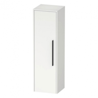 Duravit D-Code 400mm 1-Door Left Hand Opening Tall Unit with Black Handle - Matt White | Product Image