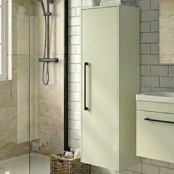 Duravit D-Code 400mm 1-Door Right Hand Opening Tall Unit with Black Handle- Pale Green | Product Image