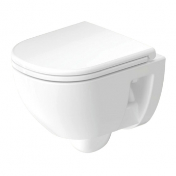 Duravit D-Code Compact Rimless Wall Hung Toilet - Soft Close Seat