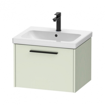 Duravit D-Code Wall Hung 1-Drawer Vanity Unit with Basin and Black Handle 600mm Wide - Pale Green