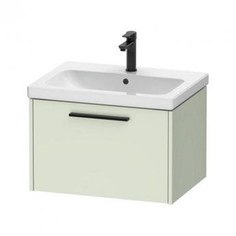 Duravit D-Code Wall Hung 1-Drawer Vanity Unit with Basin and Black Handle 650mm Wide - Pale Green