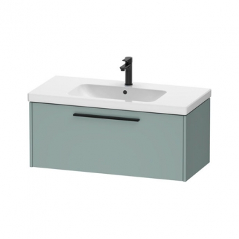 Duravit D-Code Wall Hung 1-Drawer Vanity Unit with Basin and Black Handle 1000mm Wide - Fjord Green | Product Image