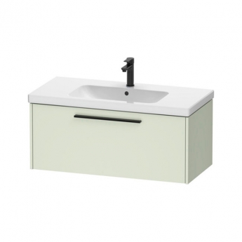 Duravit D-Code Wall Hung 1-Drawer Vanity Unit with Basin and Black Handle 1000mm Wide - Pale Green | Product Image