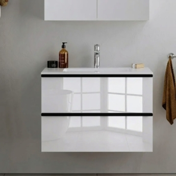 Duravit Durapoint 2-Drawer Wall Hung Short Projection Vanity Unit with Basin 600mm Wide | Product Image