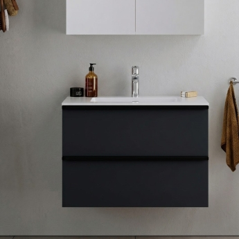 Duravit Durapoint 2-Drawer Wall Hung Short Projection Vanity Unit with Basin 600mm Wide | Product Image