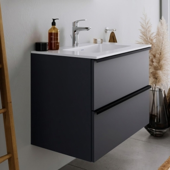 Duravit Durapoint 2-Drawer Wall Hung Short Projection Vanity Unit with Basin 800mm Wide | Product Image