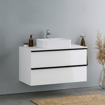 Duravit Durapoint 2-Drawer Wall Hung Console Vanity Unit and Worktop 1200mm Wide | Product Image