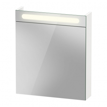 Duravit No.1 LED 1-Door Mirror Bathroom Cabinet 700mm H x 600mm W RH Hinge - Matt White
