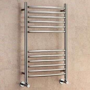 EcoRad Edge Curved Ladder Towel Rail 800mm H x 500mm W Polished Stainless Steel