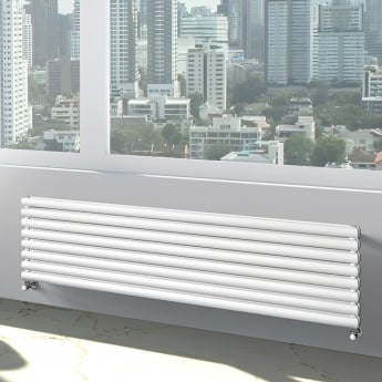 EcoRad Oval Tube Double Horizontal Radiator 480mm High x 1220mm Wide 8 Sections White