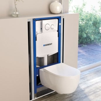 Geberit Duofix 1120mm H WC Toilet Frame with Sigma Cistern - Blue