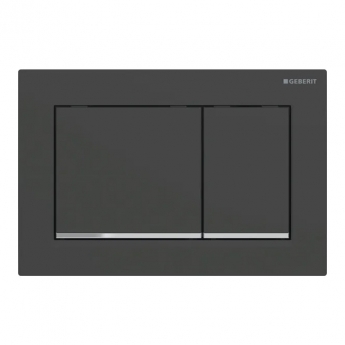 Geberit Omega30 Dual Flush Plate - Matt Black/Gloss Chrome | Product Image