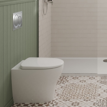 Geberit Selnova Rimless Back to Wall Pan with Alpha Flush Plate and Alpha 4-in-1 Cistern (including Soft Close Seat)